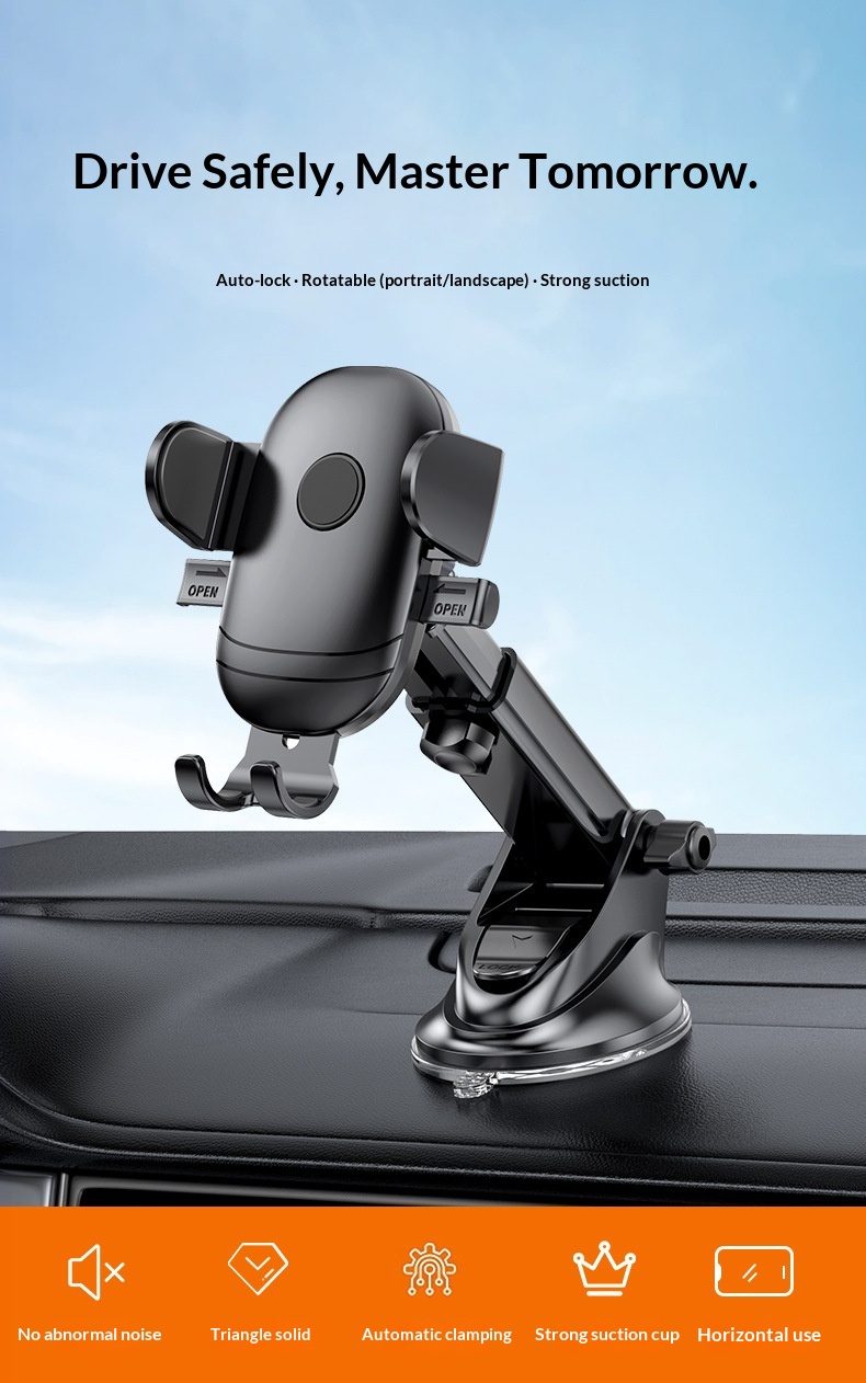 Car air vent phone holder, car dashboard suction cup anti-shake support frame, retractable phone holder插图