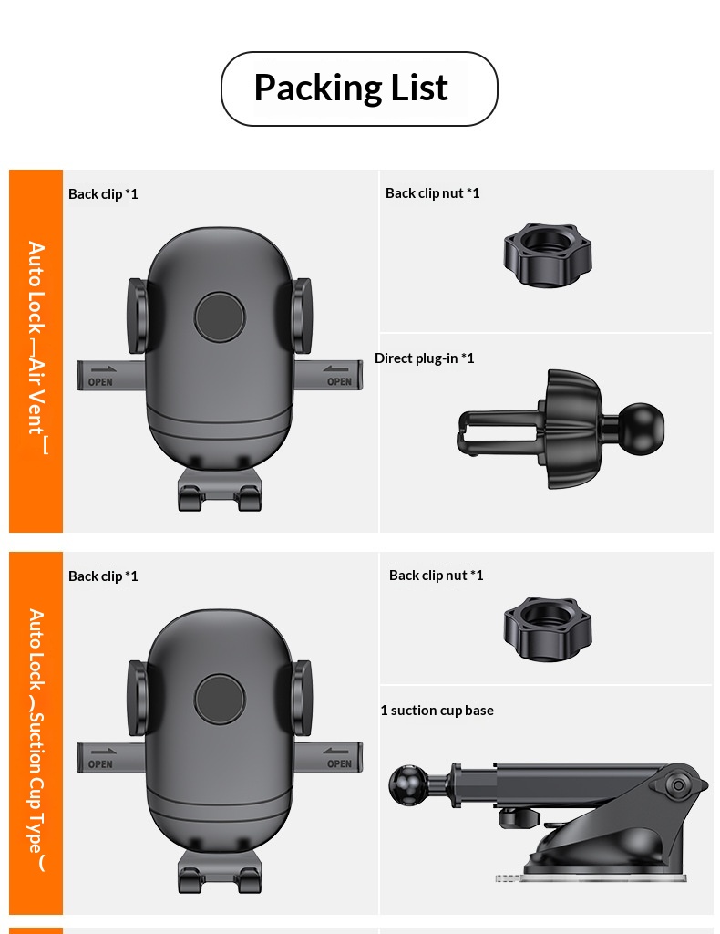Car air vent phone holder, car dashboard suction cup anti-shake support frame, retractable phone holder插图17