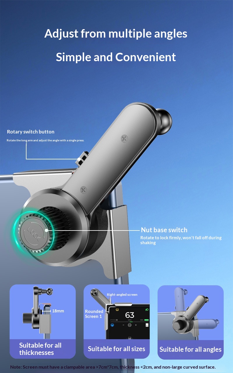 Car large screen display base bracket for car audio system, new energy vehicle phone holder, aluminum alloy car phone holder插图2