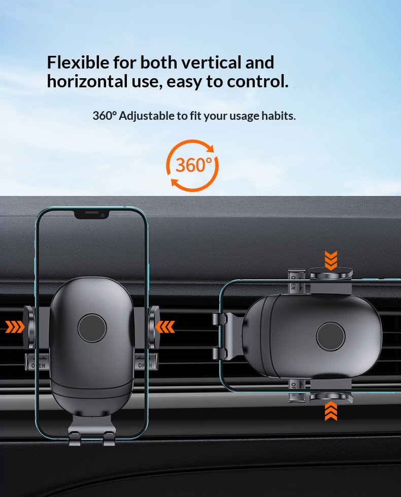 Car air vent phone holder, car dashboard suction cup anti-shake support frame, retractable phone holder插图5