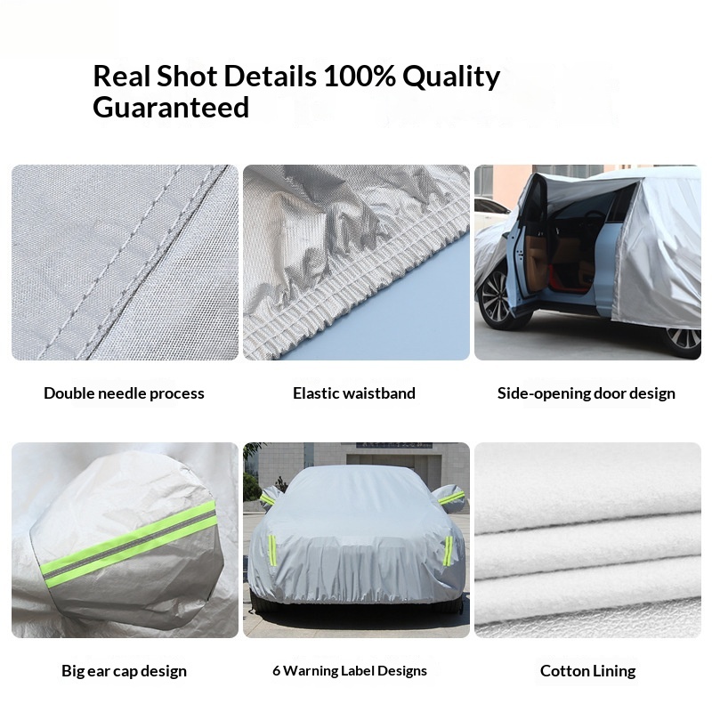 Aluminum foil fleece-lined car cover, full coverage, sun and rain protection, suitable for sedans, SUVs, and pickup trucks, thickened car cover.插图3