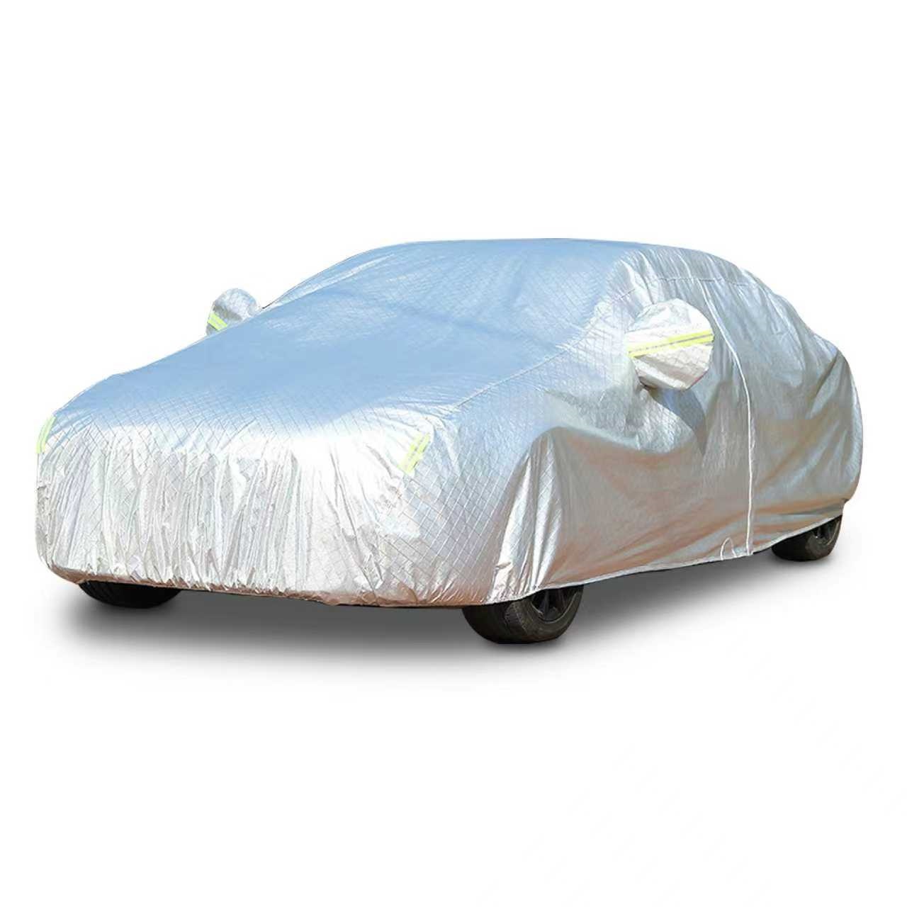 Aluminum foil fleece-lined car cover, full coverage, sun and rain protection, suitable for sedans, SUVs, and pickup trucks, thickened car cover.插图7