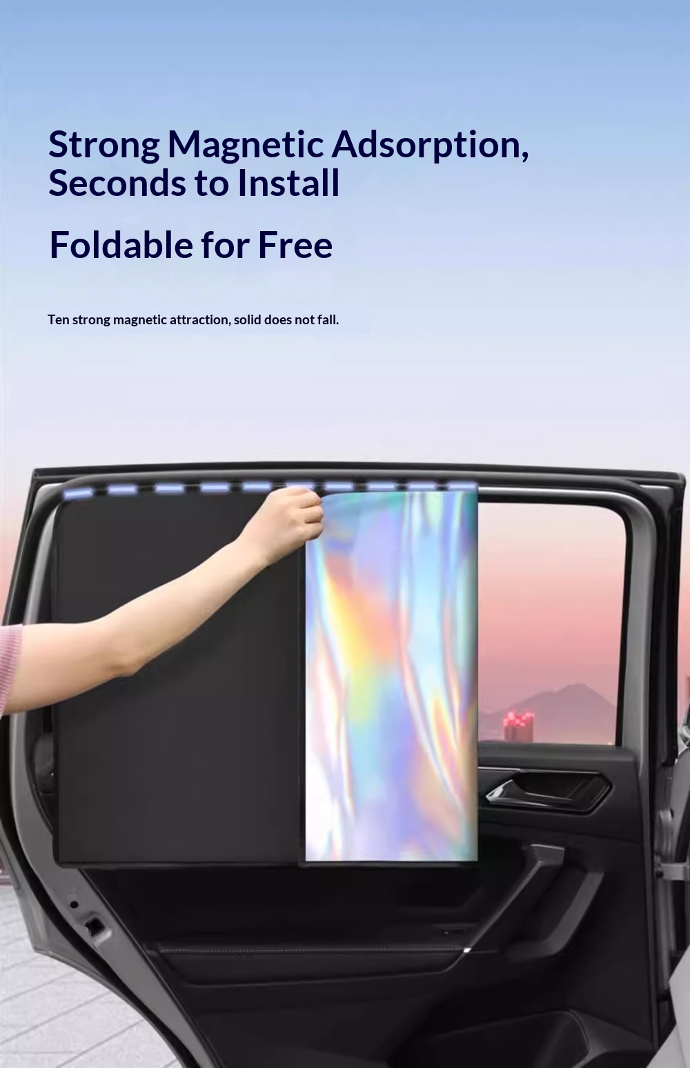Magnetic sunshade curtain, car window sunshade, car curtain privacy curtain, sun protection, side window anti-strong light sunshade, car stop插图8